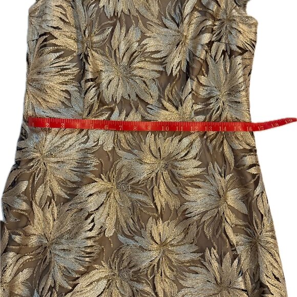 Antonio Melani Metallic Gold Floral Jacquard Dress | Size 10 - Picture 7 of 8